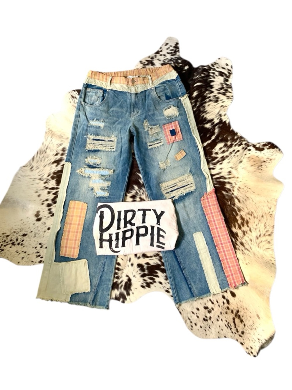 🌵BRAND NEW Oli & Hali Patchwork Denim Gypsy Jeans Pants Large🌵